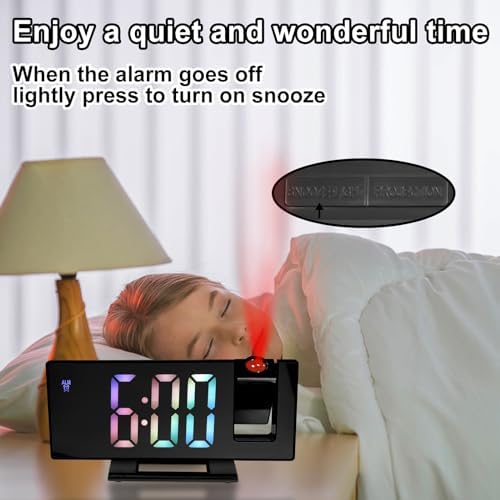Projection Alarm Clock with Rotatable Projector and Mirror