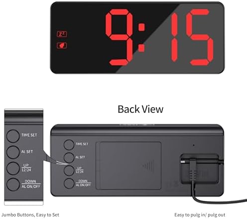 Kwanwa Digital Alarm Clock with Backup Battery and 59 Inch UL-Certified Charger