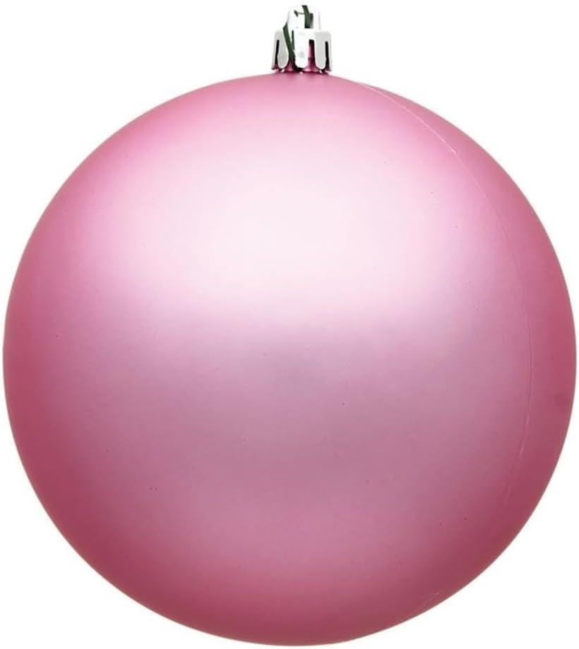 Vickerman 6 Inch Plastic Ball Ornaments Matte Pink Set of 4