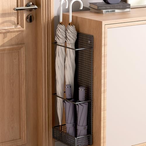 Punch-Free Wall-Mounted Umbrella Stand Black 20cm