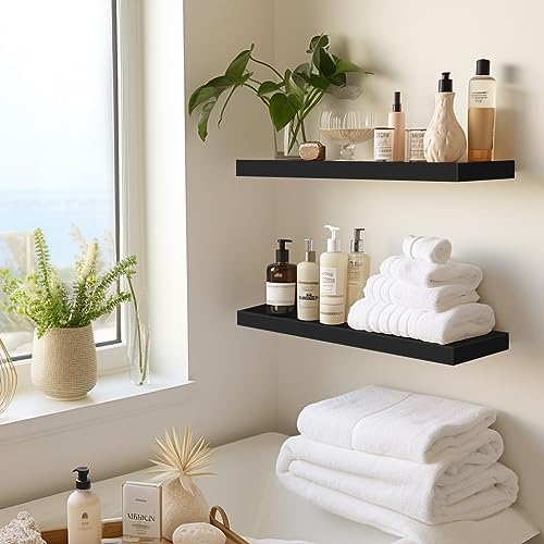 LaVie Home Floating Shelves Set of 3 Classic Black 156 Inch