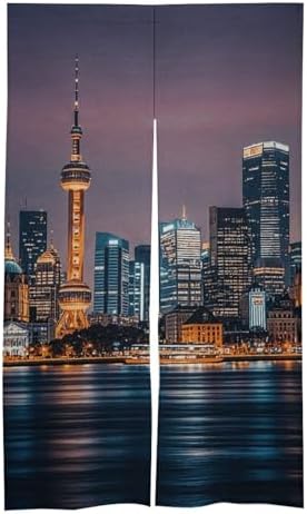 City Picture Night Door Cover Curtain 57x17 Inches