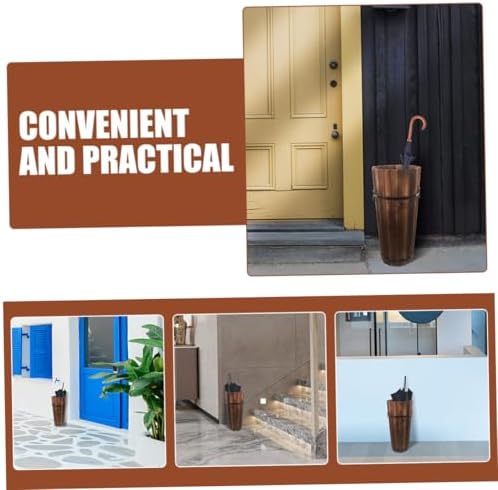 Wooden Umbrella Stand with Cane and Fan Storage