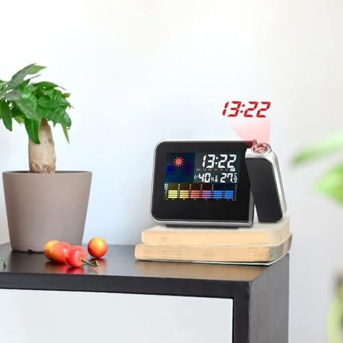 Wangjissa Dntum LED Projection Alarm Clock with Weather Forecast and USB Power