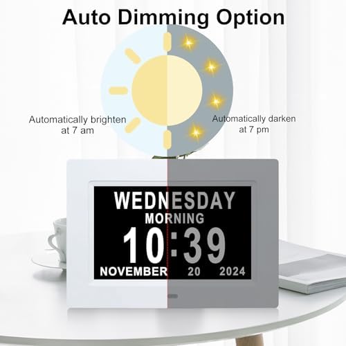 Johnziny 7 Inch Digital Clock with Day Date and Large Display