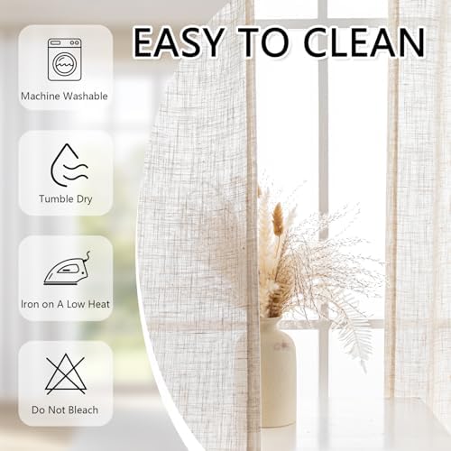 MYSKY HOME Linen Curtains 84 x 40 2 Panels Set