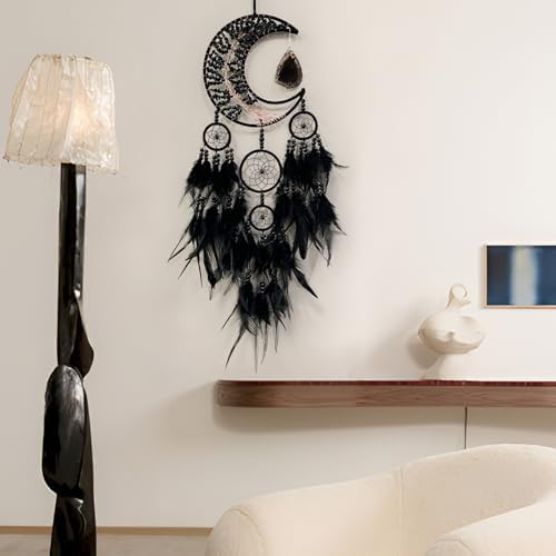 Black Gemstone Agate Dream Catcher with Tree of Life