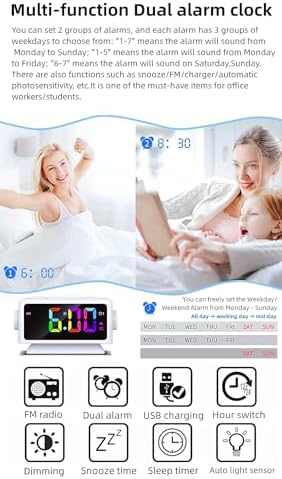 YHFITN RGB Alarm Clock with Perpetual Calendar and FM Radio