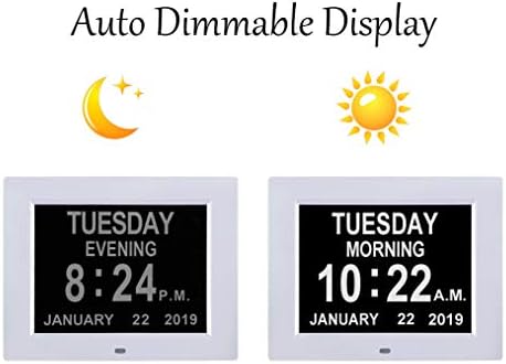 TMC 8 Inch Digital Dementia Clock with Auto-Dimming Display and Medicine Reminders