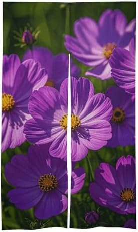 Purple Flowers Door Cover Curtain 57x17 Inches