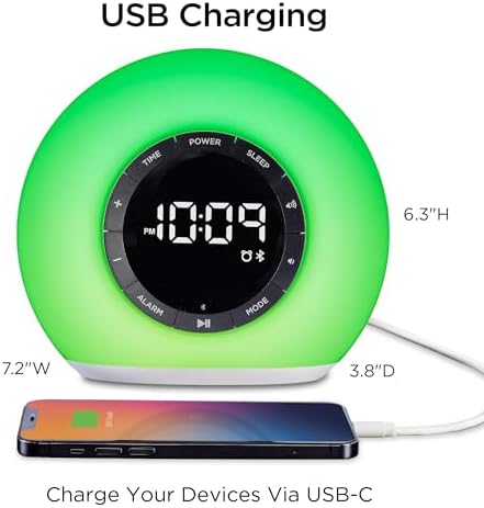 iHome Sunrise Alarm Clock Radio with Bluetooth Speaker and USB Charging