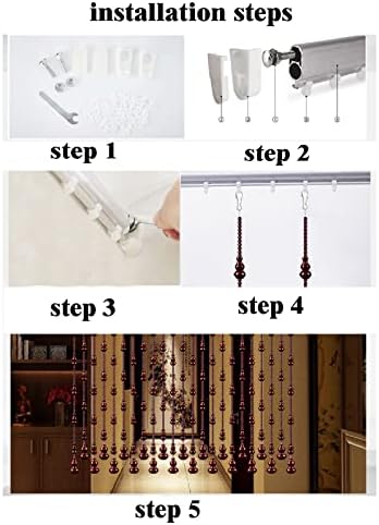 ZHANGQINGXIU Wooden Bead Door Curtain Decor Panel