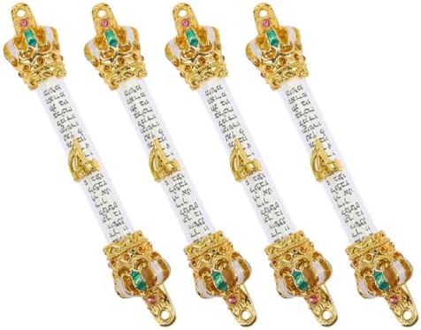 LUOZZY 4pc Bible Crown Scroll Religious Metal Door Decor
