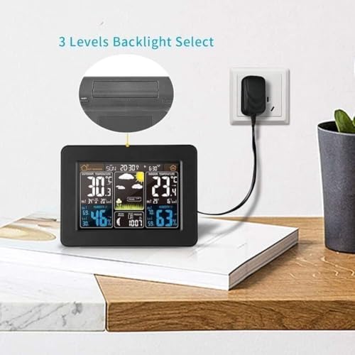HD Weather Station with Alarm Clock and Moon Phase Display