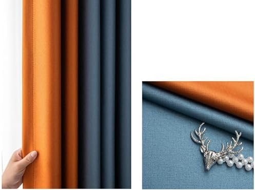 Aienid Two-Tone Curtains for Glass Doors Black Out Panels