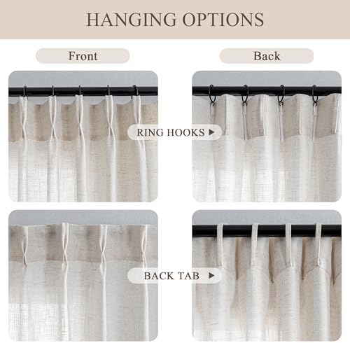 MYSKY HOME Linen Curtains 84 x 40 2 Panels Set
