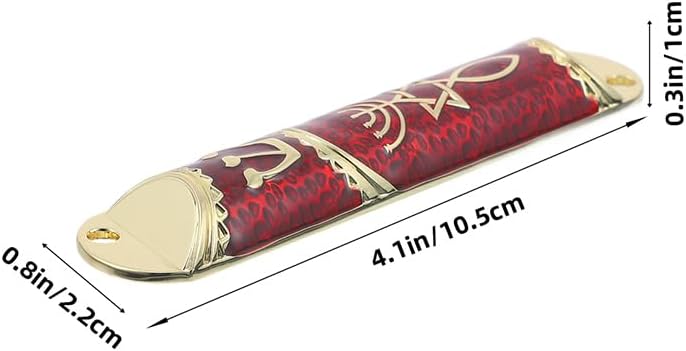 LOGOFUN 2 Piece Mezuzah Set with Scroll and Metal Case - Gold Red