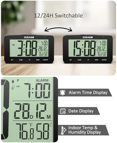 Atomic Alarm Clock with Night Light and Temp Humidity Monitoring