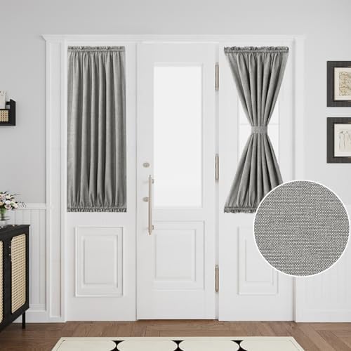 Turquoize Thick Linen Door Curtain with Tieback - Gray