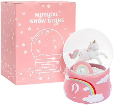Unicorn Snow Globe with Music for Kids and Adults