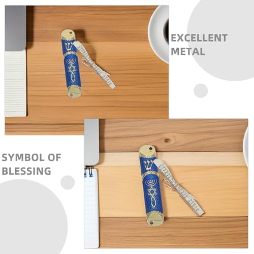 LOGOFUN 2Sets Antique Metal Jewish Mezuzah Case with Scroll