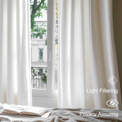 Lazzzy White Velvet 90 Inch Curtains for Living Room Bedroom