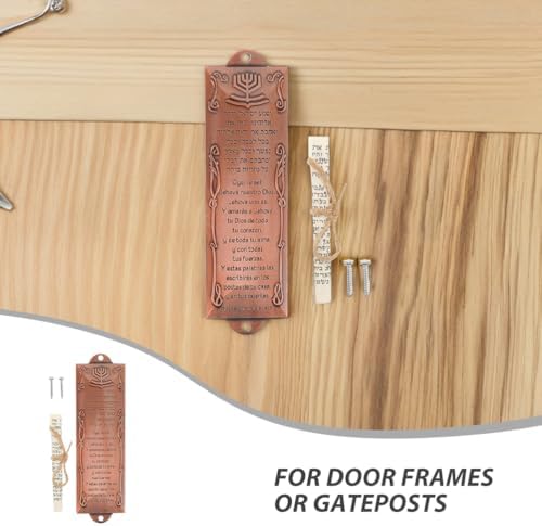 LOGOFUN 2PCS Red Bronze Mezuzah Scroll Door Decor
