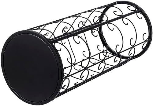 MyGift Matte Black Metal Umbrella Stand with 3 Hooks