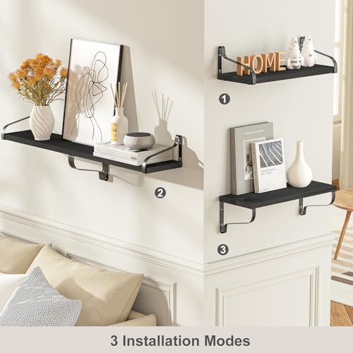 Love-KANKEI Black Floating Shelves Set of 4 for Wall