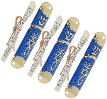 3 Sets Elegant Metal Mezuzah Case with Scroll