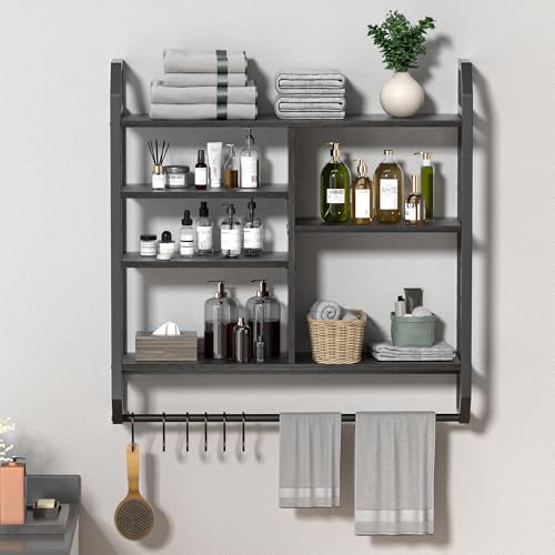 Nidouillet Gaming Floating Shelf with LED Lights and Hooks