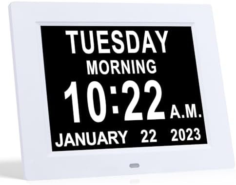 TMC 8 Inch Digital Dementia Clock with Auto-Dimming Display and Medicine Reminders