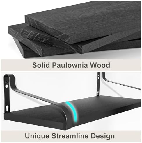Love-KANKEI Black Floating Shelves Set of 4 for Wall