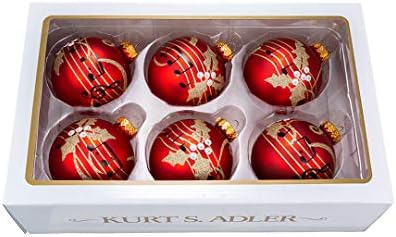 Kurt Adler Red Music Notes Glitter Balls 6 Pack
