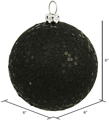 Vickerman 6 Inch Black Sequin Ball Ornament 4 per Bag
