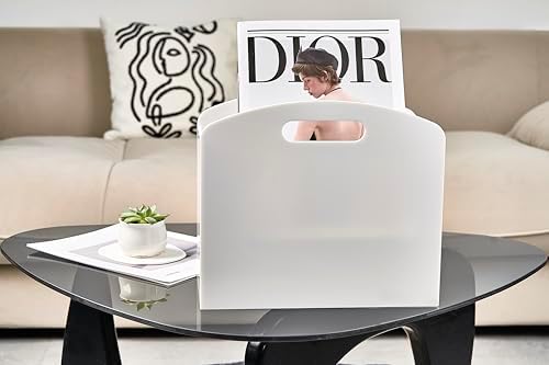 White Magazine Holder - Modern Acrylic Rack for Home