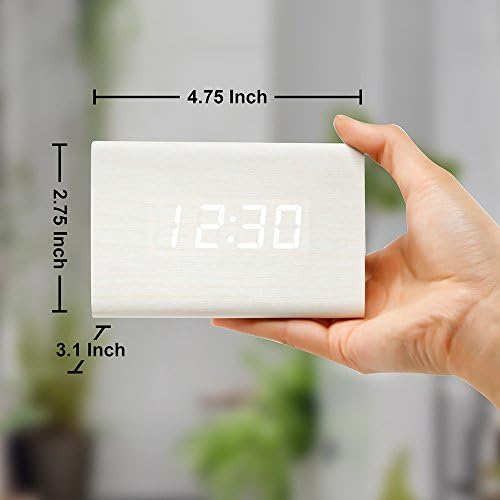 OCT17 Wooden LED Alarm Digital Desk Clock with Brightness Control