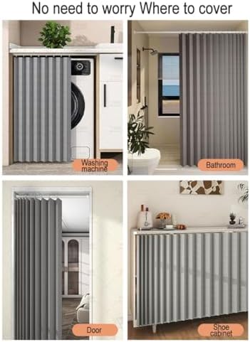 Temporary Door Curtain with Track Rail and Pleated Folding Design