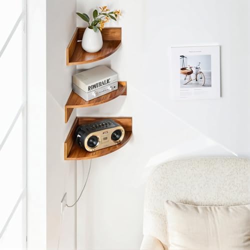 Demigo Corner Shelf Wall Mount Set of 3 Brown