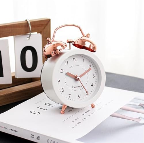 Rose Gold Simple Metal Alarm Clock with LED Light