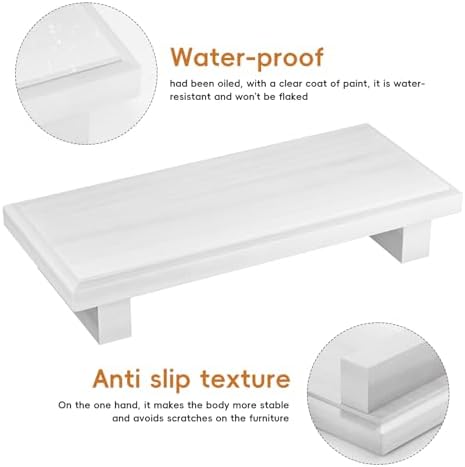 White Wooden Tray Pedestal Stand Farmhouse Decor
