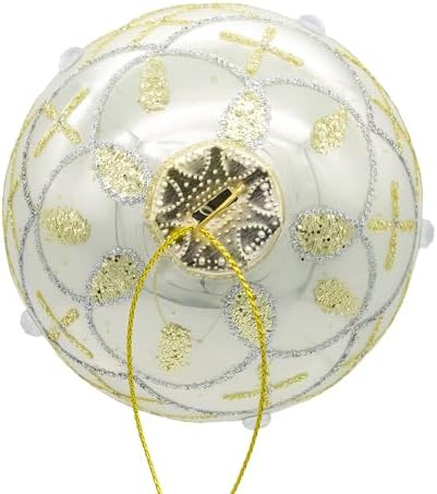 Kurt Adler 80MM Glass White Pearl Gold Accent Ball Ornaments
