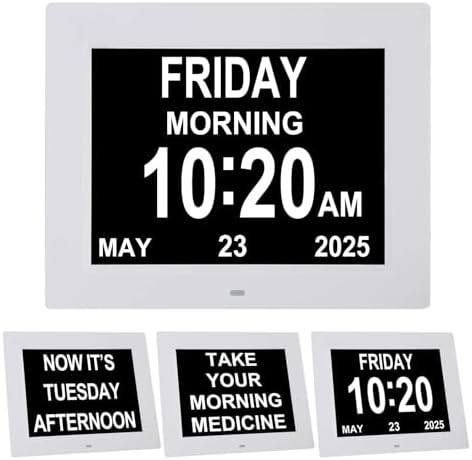 TMC 8 Inch Digital Dementia Clock White SD