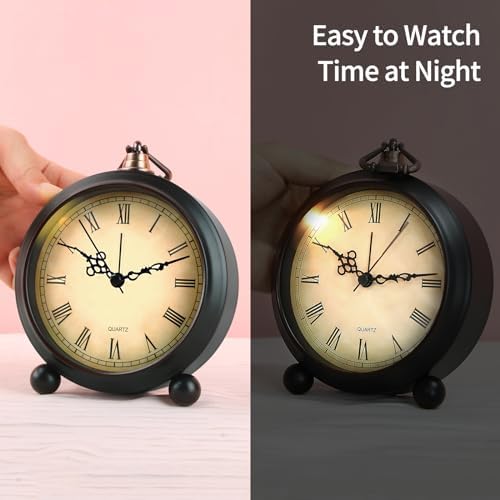 Retro Alarm Clock with Night Light and 3D Dial