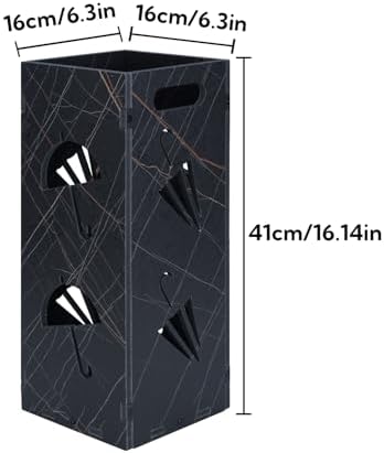 Square Freestanding Black Umbrella Stand with Drip Tray
