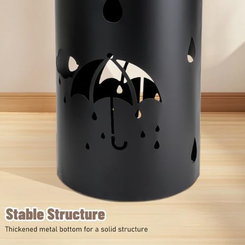 Dibaliyi Metal Umbrella Stand with 2 Hooks for Entryway
