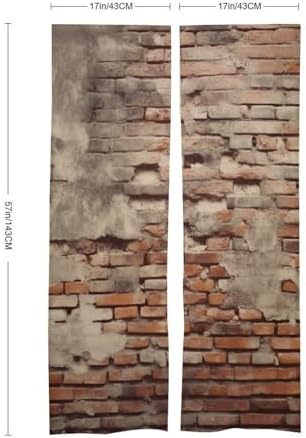 Ancient Worn Brick Wall Door Cover Curtain 57x17 Inches