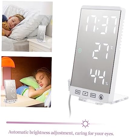 LED Mirror Digital Clock with Temperature and Humidity Display