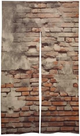 Ancient Worn Brick Wall Door Cover Curtain 57x17 Inches