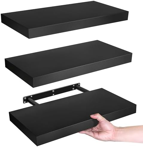 LaVie Home Floating Shelves Set of 3 Classic Black 156 Inch